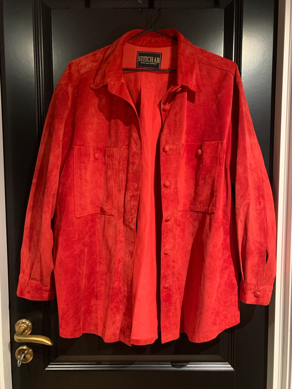 Röd mockaskjorta - 90