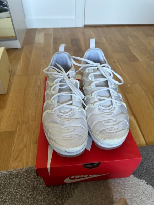 Vapor max Plus - Skick: 6/10 Högerskon har ett svart sträck som är från ett rullband, kan bli borttvättad men har inte försökt själv  Säljs på grund av att har inte använt dom på över 1,5 år och plockar damm, därför det ser väldigt smutsiga ut på bilderna