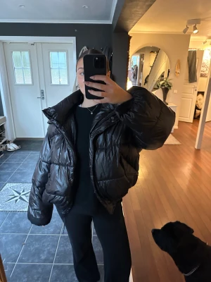 Jacka  - Svart jacka i glansigt material från hm, som jag köpte i vintras men som jag känner inte kommer komma till användning i år och hoppas därför någon annan kan får större användning av den!