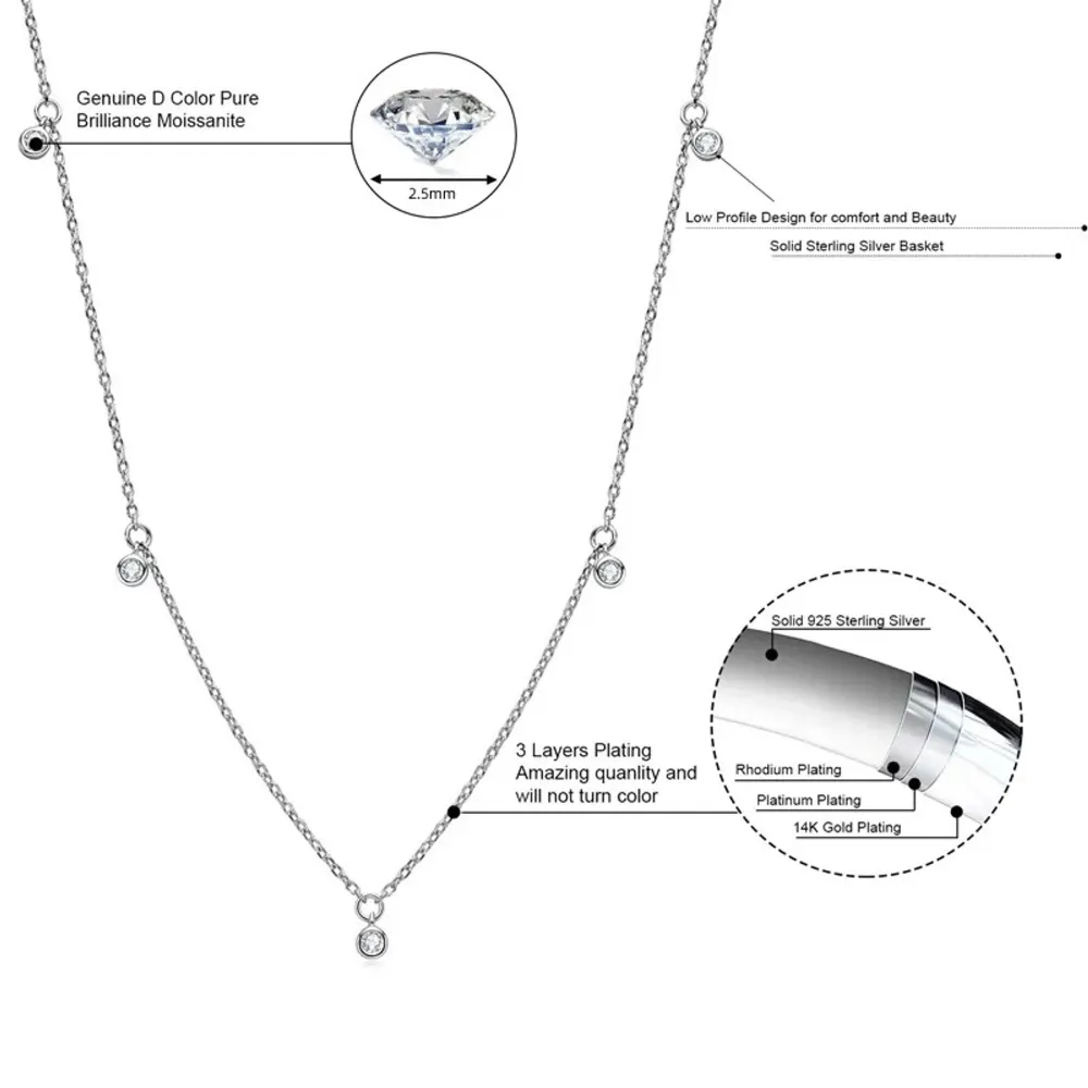 Ny halsband i silver med 14k plättering. Färg D vvs1. Moissanite skimrar mer än diamanter och är testad som diamant. . Accessoarer.
