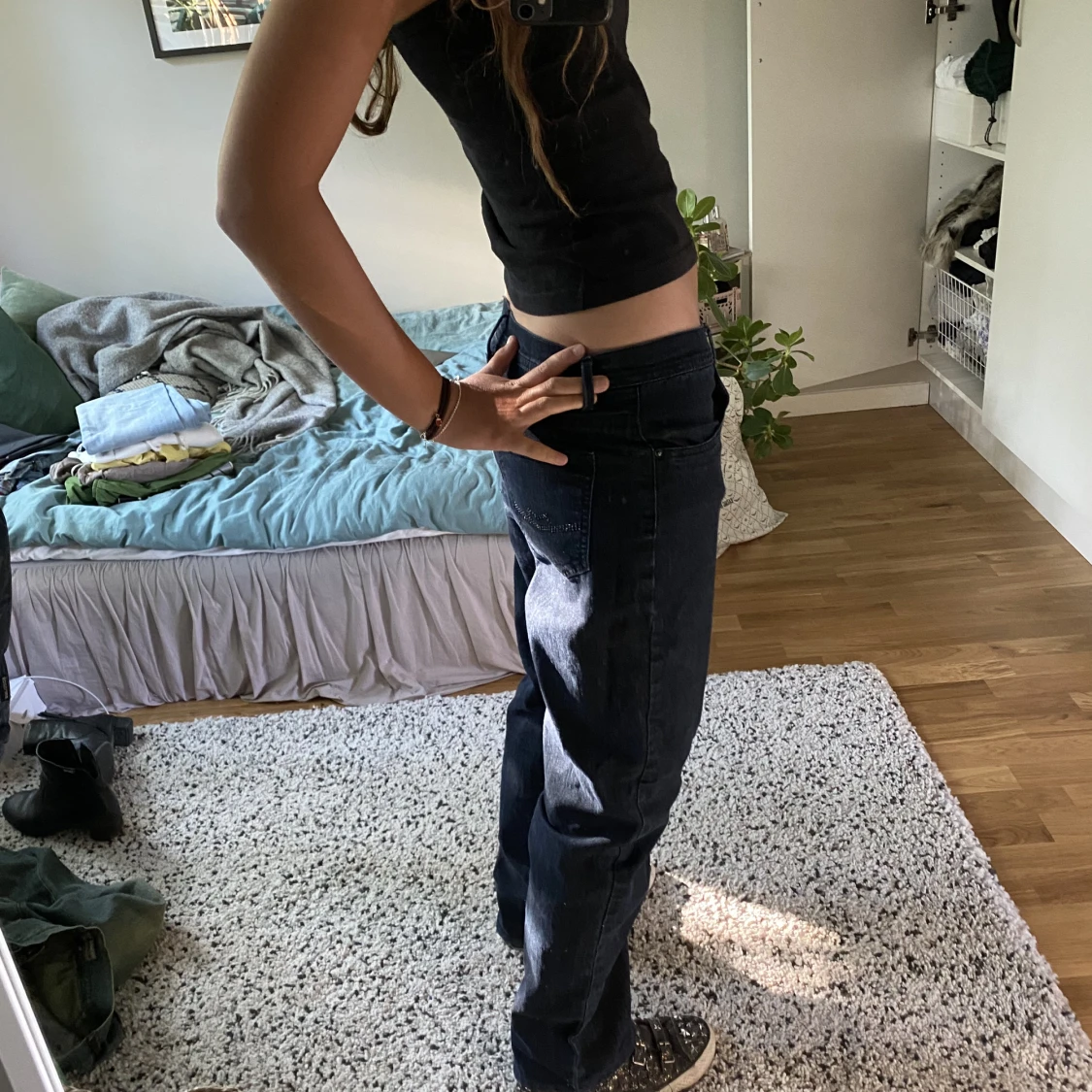 Baggy mörkblå jeans - 90