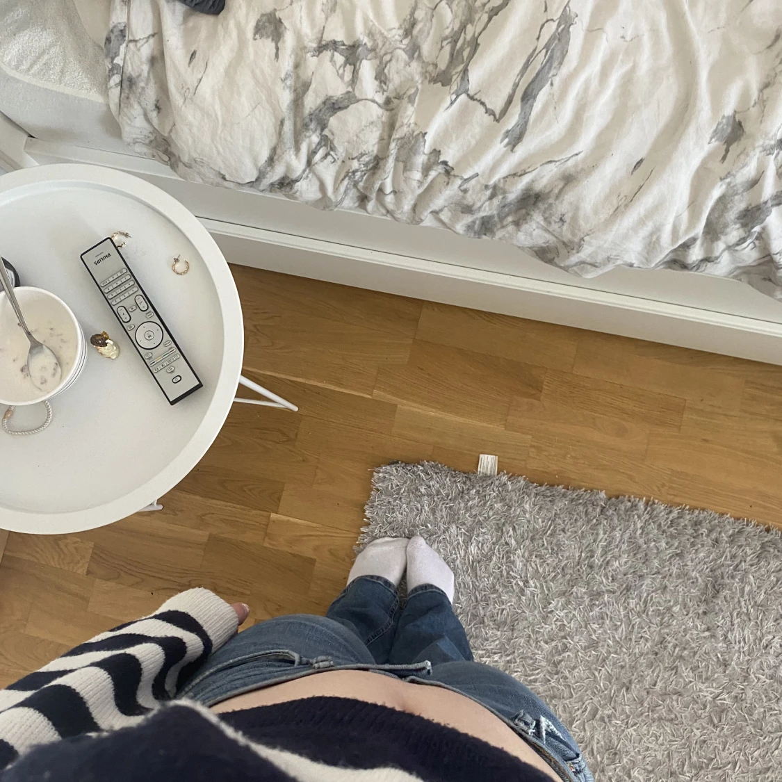 Randig stickad ”magtröja” - 90