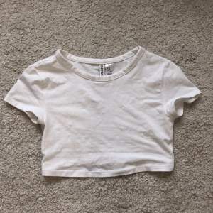 Fin croppad t-shirt från H&M🤍 Använd några gånger, ganska genomskinlig. Skriv för fler frågor🤍🤍