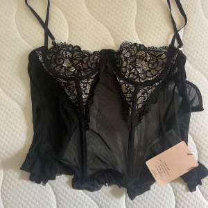 Spetslinne - Fint svart spetslinne. Helt oanvänt. Säljes pga fel storlek.  Storlek 36 / S  