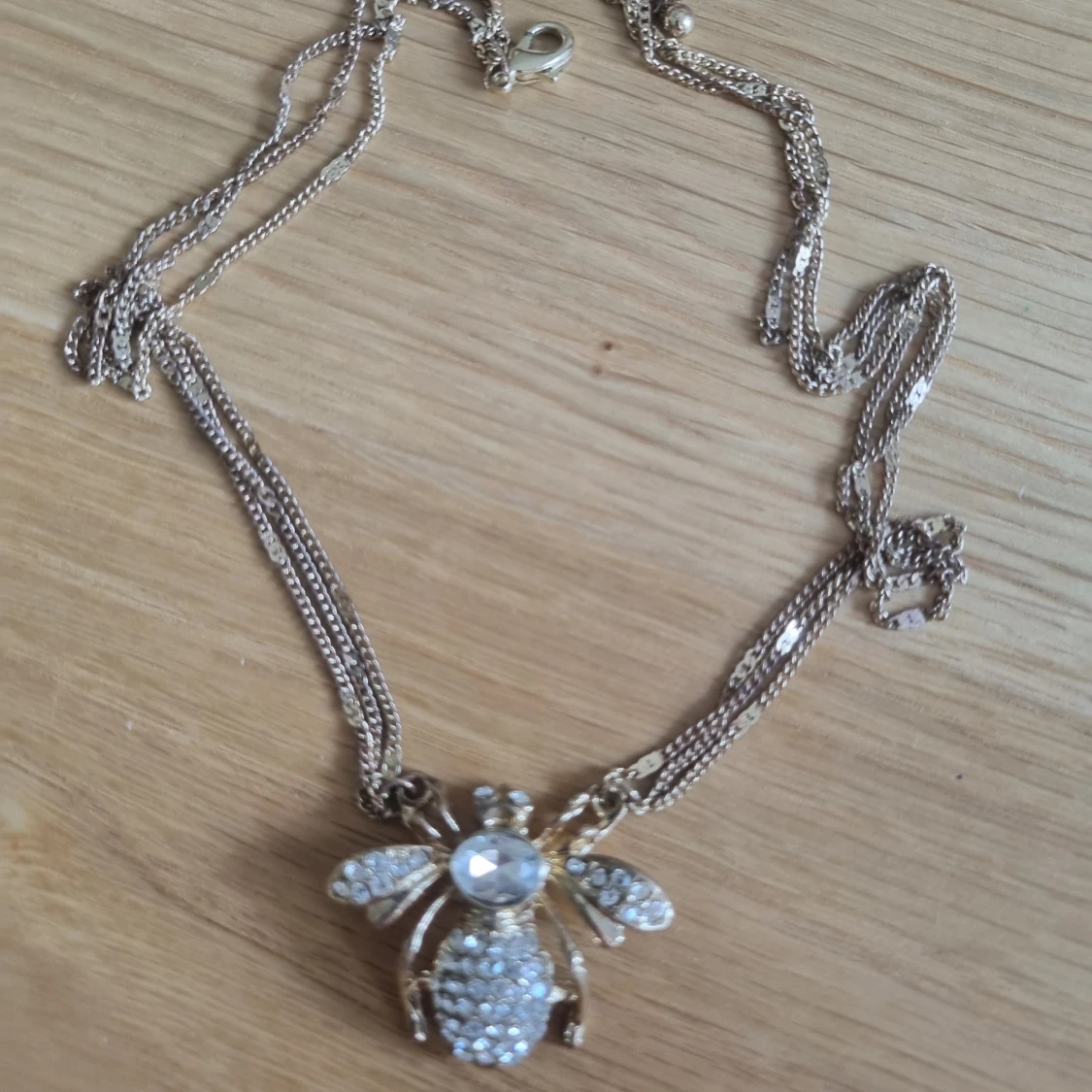 Guldigt halsband strass  - 90