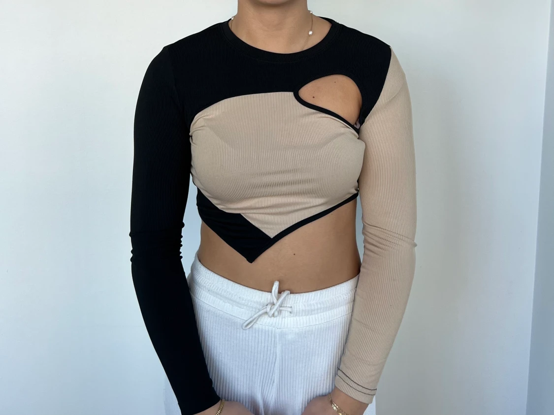 Svart/beige topp