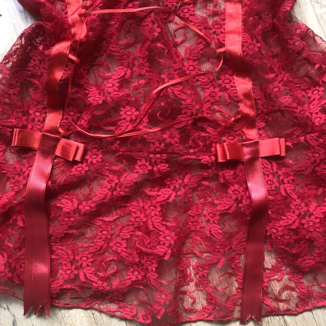 Kattig röd spets neglige klänning - 91