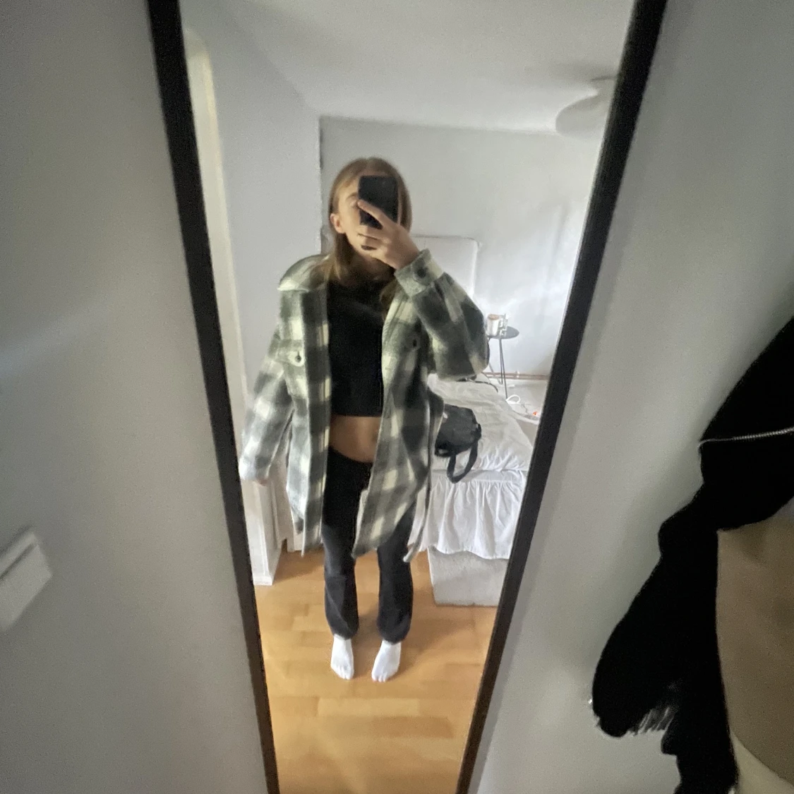 Grå rutig kappa - 90