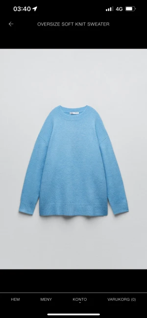 Zara stickad tröja  - Ljus blå oversized stickad tröja från Zara, storlek S. Aldrig använd, endast testad. Inköpspris 399kr, säljes för 200kr. Tillkommer frakt 