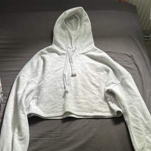 Croppad grå hoodie från Gina Tricot i storlek S, inga hål eller annat