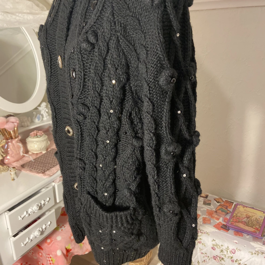 Oversized Kabelstickad Gem Tröja - 91