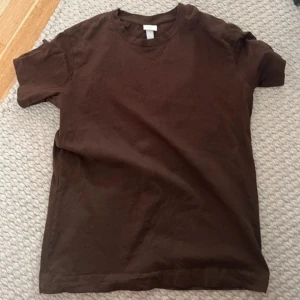 Brun t-shirt från H&M - Säljer en enkel och stilren brun t-shirt från H&M Basics. Perfekt för vardagsbruk med en normal passform och korta ärmar. Gjord i mjukt bomullsmaterial för extra komfort. Passar bra till både jeans och shorts!