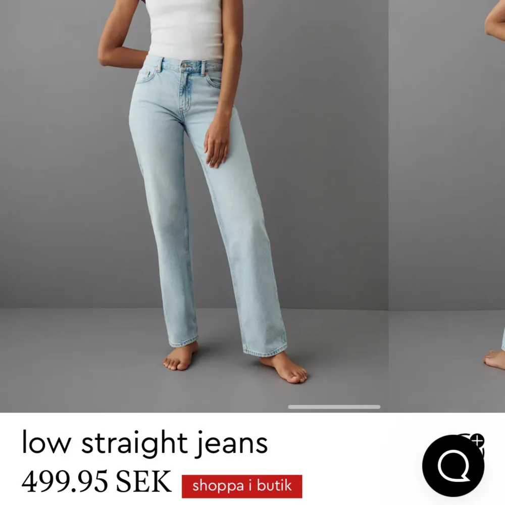 Ljusblåa low waist Gina Tricot jeans i storlek 32. Slut på hemsidan. Fint skick. Knappt använda. . Jeans & Byxor.