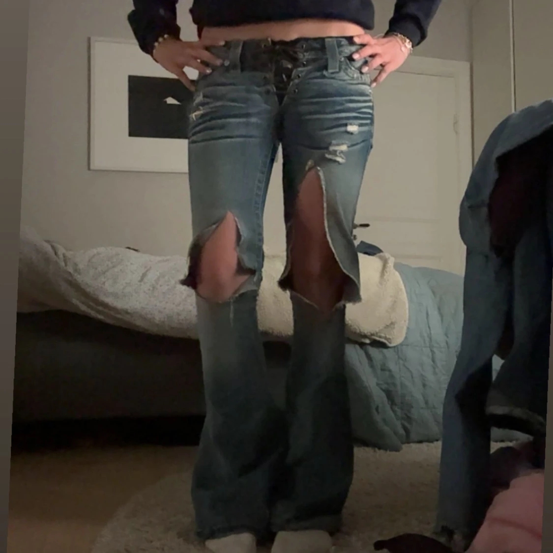 Low rise bootcut jeans