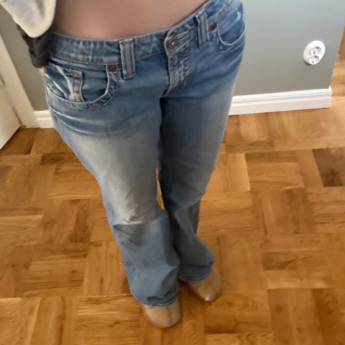 ljusblå low Rise bootcut jeans - 2