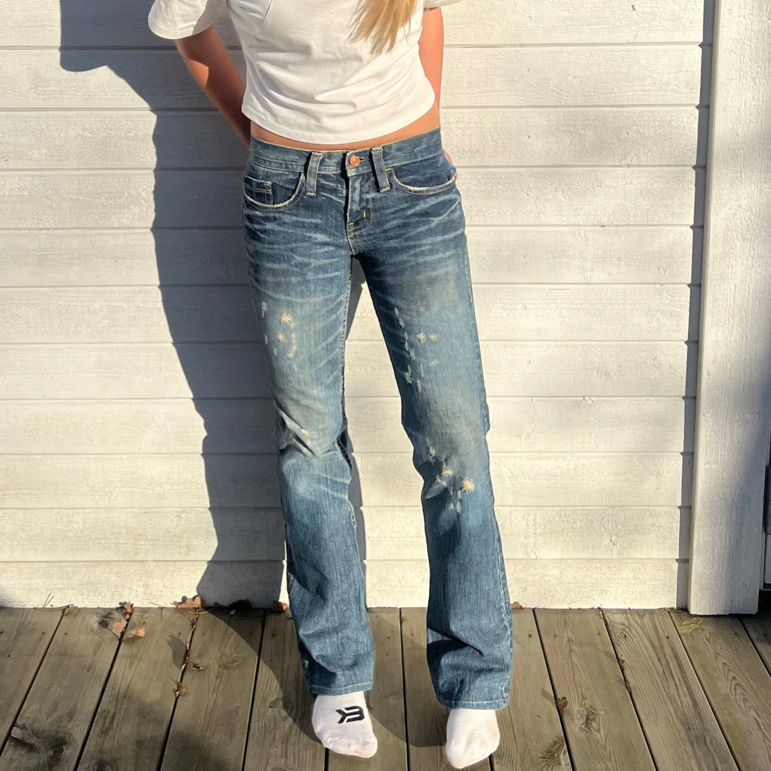 Blå bootcut jeans - 2