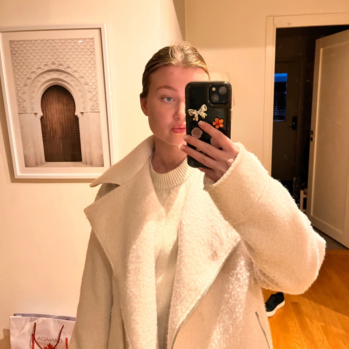 Vit ulljacka med dragkedja - 91