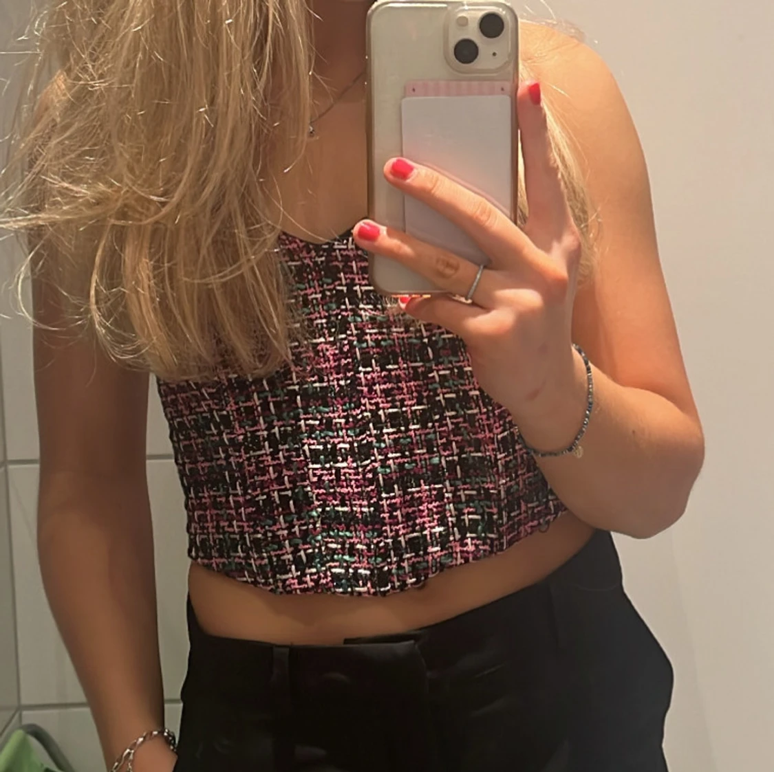 Mönstrad croppad topp - 90