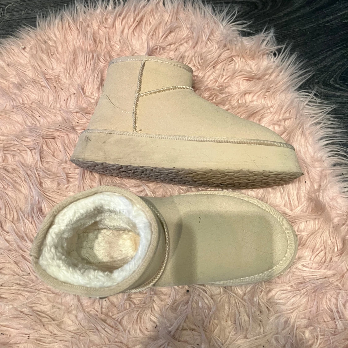 Beige boots med foder - 1