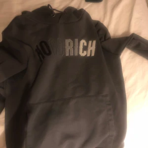 Grå hoodie från Hoodrich - Säljer en grå hoodie från Hoodrich med tryck på bröstet. Den har en klassisk design med dragsko i huvan och en stor magficka framtill. Perfekt för en avslappnad stil.