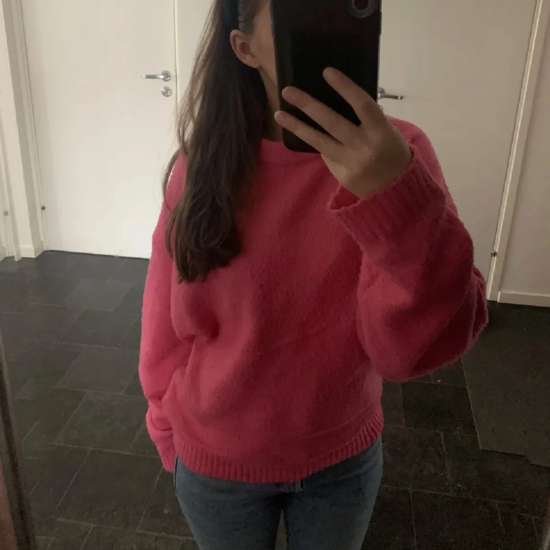 Rosa stickad tröja  - 1