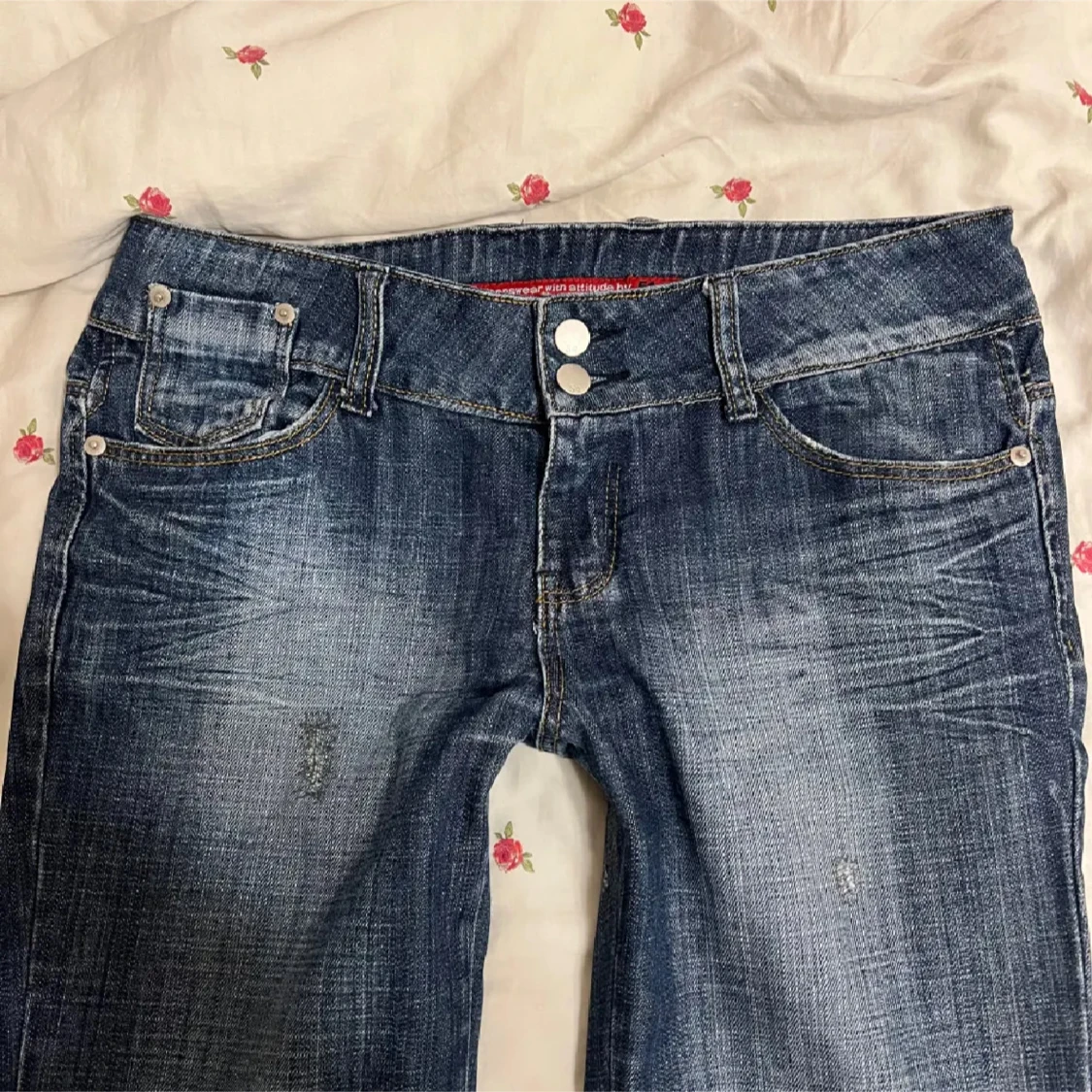 Blå lågmidjade jeans  - 91