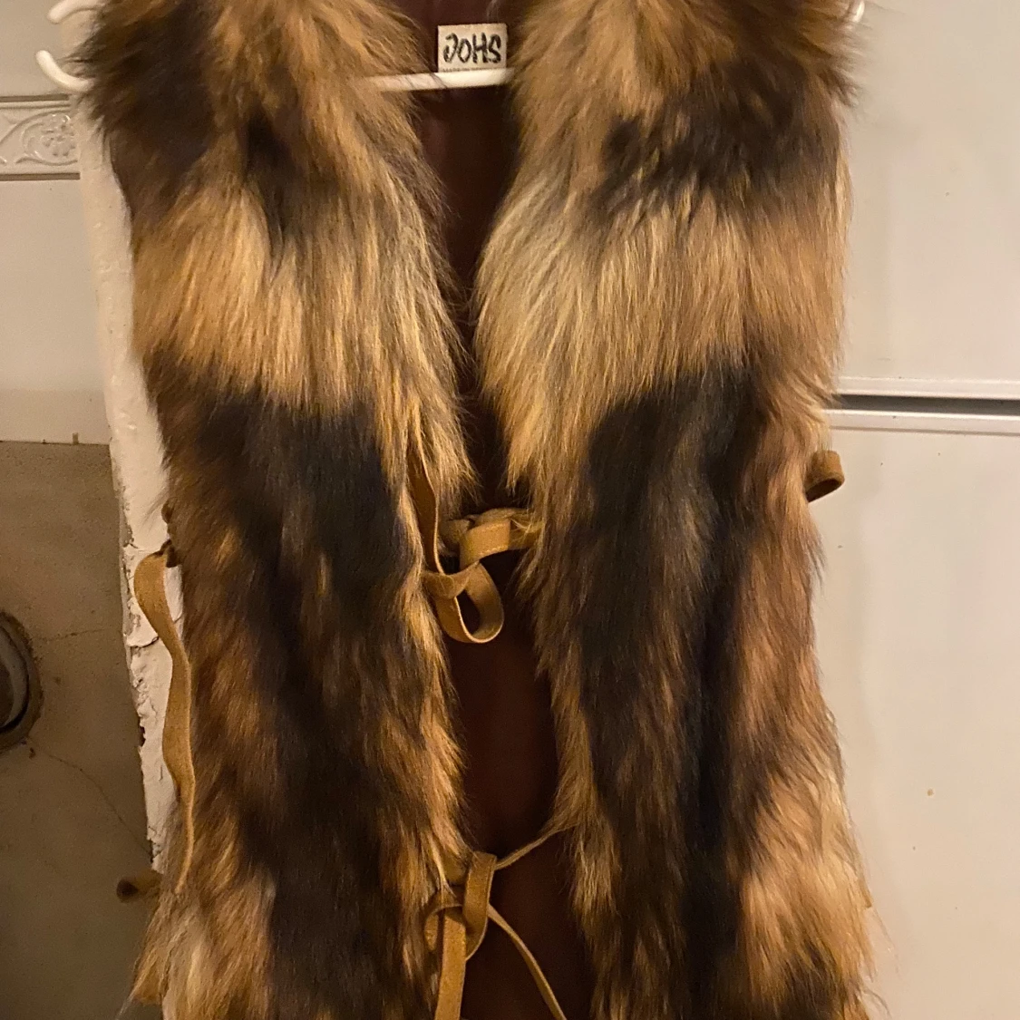 Brun pälsväst äkta - 90