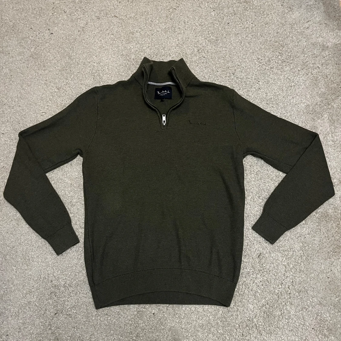 Olivgrön quarter zip Bondelid