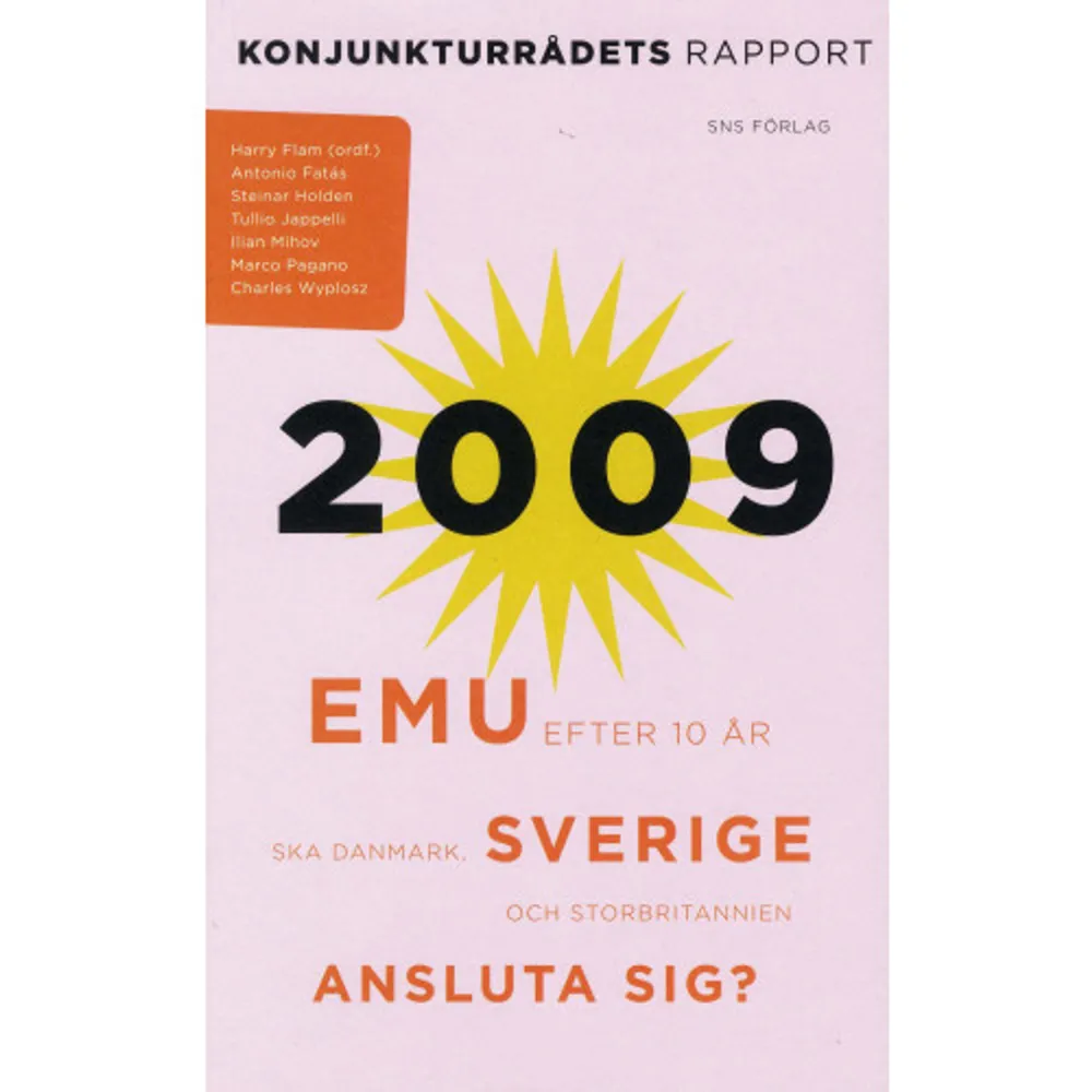 Det har gått tio år sedan EU:s monetära union bildades. 2009 års Konjunkturråds-rapport analyserar den ekonomiska utvecklingen i de länder som vid starten anslöt sig till den monetära unionen och hur de har påverkats av den gemen-samma valutan och penningpolitiken. De områden som behandlas är penning-politiken, finanspolitiken, den finansiella integrationen, samt utrikeshandeln och direktinvesteringarna. Danmark, Sverige och Storbritannien har valt att stå utanför den monetära unionen. Rapporten analyserar också hur deras ekonomier har utvecklats jämfört med euroländernas, och bedömer om utvecklingen hade varit annorlunda ifall de tre länderna hade deltagit i den monetära unionen från början. Författare är professorerna Harry Flam (Konjunkturrådets ordförande), Antonio Fatás, Steinar Holden, Tullio Jappelli, Ilian Mihov, Marco Pagano och Charles Wyplosz.    Format Häftad   Omfång 125 sidor   Språk Svenska   Förlag SNS Förlag   Utgivningsdatum 2009-01-29   Medverkande Antonio Fatás   Medverkande Steinar Holden   Medverkande Tullio Jappeli   Medverkande Ilian Minov   Medverkande Marco Pagano   Medverkande Charles Wyplosz   ISBN 9789185695959  . Böcker.