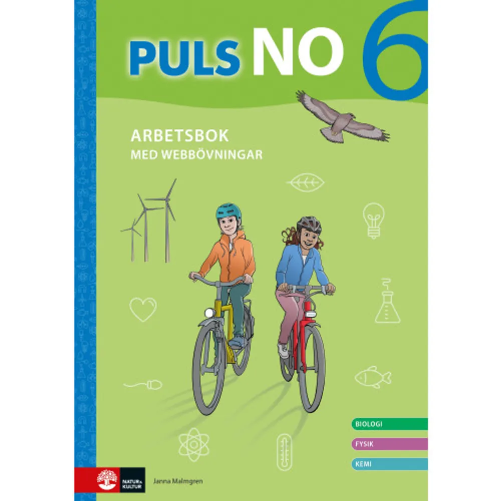 PULS årskursböcker hjälper eleven att se hur ämnena biologi, fysik och kemi hör ihop och samspelar. Materialet bygger på tidigare utgåvor av PULS men har bearbetats och uppdaterats. Faktainnehållet är uppdaterat utifrån 2022 års kursplaner och kvalitetsgranskat av fackkunniga. Lärarhandledningen och lärarwebben stöttar läraren lektion – hela vägen fram till bedömning.  Grundbok Varje kapitel i PULS grundbok inleds med ett startuppslag som väcker elevernas intresse med hjälp av en diskussionsbild. Beskrivande rubriker och löpande förklaringar av ämnesspecifika begrepp underlättar läsförståelsen. Bilder och illustrationer konkretiserar innehållet i texten. Grundbok Digital Grundboken finns i digital version i en plattform med smarta funktioner för ett tillgängligt lärande. Innehållet omges av ett gränssnitt och digitala funktioner som underlättar såväl läsning som inlärning, till exempel uppläst ljud. Prova kostnadsfritt i 30 dagar. Paket Bok + DigitalGrundboken till PULS finns nu även som ett paket där du köper boken och får tillgång till den digitala versionen i 12 månader utan extra kostnad. Arbetsbok med webbövningar Arbetsboken innehåller varierade uppgifter med tydlig progression. Eleven får träna ord och begrepp, befästa faktakunskaper och utmanas till vidare tänkande. Till arbetsboken hör självrättande webbövningar där eleven befäster ord och begrepp. Facit till arbetsbokens uppgifter finns på lärarwebben. Lärarhandledning med lärarwebb Undervisningen med PULS utgår från lärarhandledningen. Här finns tydlig vägledning för hur du kan ta reda på elevernas förkunskaper, skapa intresse, aktivera elevernas tänkande, arbeta språk- och kunskapsutvecklande samt följa upp arbetet. I slutet av handledningen finns en rad naturvetenskapliga undersökningar med tydlig lärarinformation och kopieringsmaterial till eleverna. På den tillhörande lärarwebben finns material för digital visning, förslag på lärmål för varje avsnitt samt duggor och fördjupande uppgifter som stöd för bedömning av elevernas kunskaper. Här finns också en mängd filmer som förklarar viktiga ämnesbegrepp enkelt och pedagogiskt. På lärarwebben ligger även digitala versioner av såväl grundboken som lärarhandledningen. Vid köp av lärarhandledningen ingår ett års licens till lärarwebben. Efter 12 månader kan du förnya din licens och köpa webben separat. PULS-kampen I vilken klimatzon ligger den största delen av Sveriges landyta? Vilken metall är en blandning av koppar och tenn? I vilka två länder lever de flesta hinduer idag? Vad kallas de material som inte är bra på att leda elektricitet? I spelet PULS-kampen får eleverna ta pulsen på sina kunskaper i SO och NO. Varje kortlek innehåller 364 allmänbildande faktafrågor hämtade från PULS åk 6. Spelplan laddas ner kostnadsfritt från nok.se/puls/materialbank men spelen kan också spelas utan spelplan. Innehåll i årskursböckerna:Åk 4Kost och hälsa (BI) Den levande planeten (BI) Vatten och luft (KE) Värme (FY) Dygn, årstider och år (FY) Ämnen och material (KE) Åk 5Ekosystem (BI) Meteorologi (FY) Ljus och ljud (FY) Människokroppen (BI) Matens kemi (KE) Kemikalier och kemiska reaktioner (KE) Åk 6 Livets utveckling (BI)Krafter och rörelser (FY) Elektricitet (FY)Produktion av varor (KE)Fossila och förnybara bränseln (KE)Energi (FY)Hälsa och ohälsa (BI)Klimatkunskap Kostnadsfritt extramaterialPULS fortsätter på webben! Här finns kostnadsfria webbövningar med fokus på ord och begrepp. Du når materialet via Mina sidor.    Format Häftad   Omfång 40 sidor   Språk Svenska   Förlag Natur & Kultur Läromedel och Akademi   Utgivningsdatum 2022-08-10   ISBN 9789127461468  . Böcker.