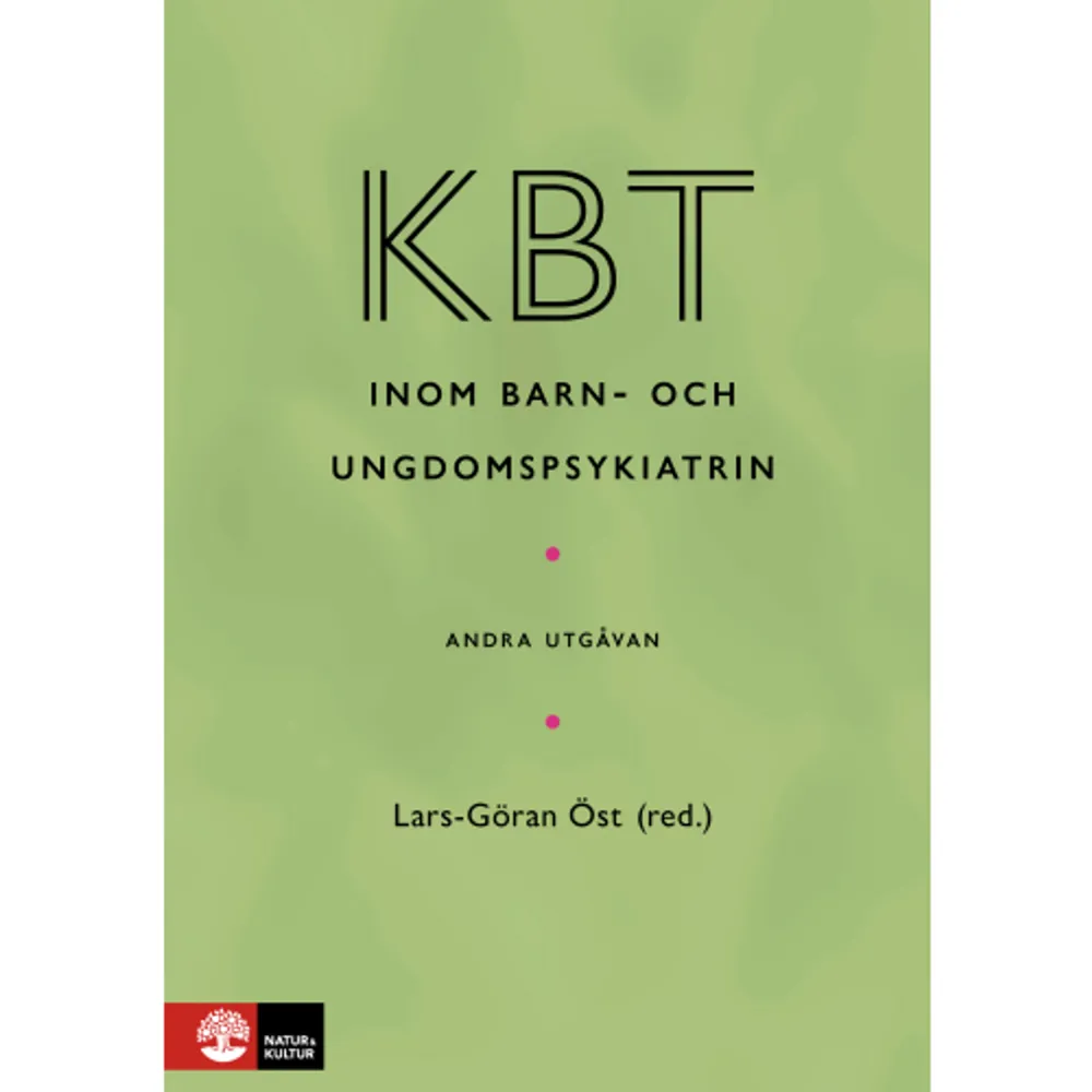 Här beskrivs hur KBT kan tillämpas vid de vanligaste psykiatriska tillstånden hos barn och unga.  Boken inleds med en beskrivning av vad som är utmärkande för arbete med barn, ungdomar, och deras familjer och nätverk. De diagnoser som tas upp är bland annat social ångest, generaliserat ångestsyndrom, tvångssyndrom, PTSD, stresstörning, depression, ADHD och autism. Författarna visar hur KBT-modellen och beteendeanalysen kan se ut, beskriver olika behandlingsvägar och ger belysande fallvinjetter. Boken avslutas med en genomgång av det ökande empiriska stödet för KBT vid de olika tillstånden.  Detta är en uppdaterad andra utgåva av denna klassiska bok om KBT inom barn- och ungdomspsykiatrin. Boken är avsedd som kursbok för all grundutbildning inom psykoterapi med KBT-inriktning. Den kan också fungera som stöd för professionellt verksamma terapeuter.  Kapitelförfattarna till denna antologi är några av Sveriges av ledande forskare och kliniker samt experter inom respektive område. Lars-Göran Öst är professor emeritus i klinisk psykologi vid Psykologiska institutionen, Stockholms universitet.    Format Inbunden   Omfång 341 sidor   Språk Svenska   Förlag Natur & Kultur Akademis   Utgivningsdatum 2017-11-22   Medverkande Lars-Göran Öst   Medverkande Lars-Göran Öst   Medverkande Per Andrén   Medverkande Cecilia Arlinger Karlsson   Medverkande Malinda Beck-Friis   Medverkande Elisabeth Breitholtz   Medverkande Lisa Clefberg   Medverkande Jens Driessen   Medverkande Pia Enebrink   Medverkande Ata Ghaderi   Medverkande Ulrika Långh   Medverkande Petra Karlberg   Medverkande Moa Mannheimer   Medverkande Poa Samuelberg   Medverkande Therese Sterner   Medverkande Liv Svirsky   Medverkande Ulrika Thulin   Medverkande Elin Wesslander   ISBN 9789127819375  . Böcker.