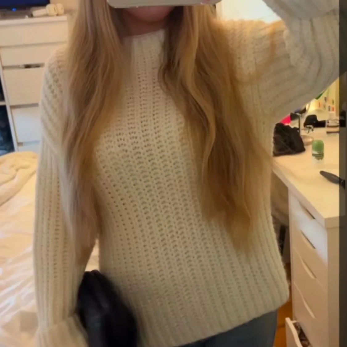 Vit stickad tröja - 90