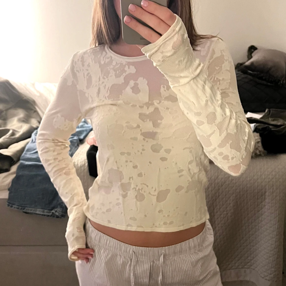 Vit långärmad topp