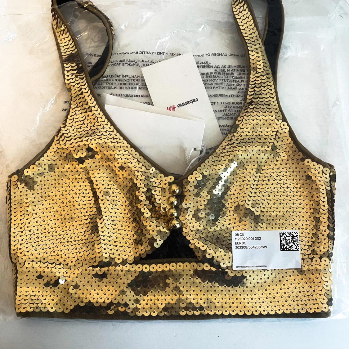  H&M X Paco Rabanne Gold Sequined Crop Top - 91