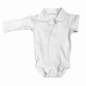 Vit långärmad body med krage -  Vit långärmad body med krage och knappar framtill.. 