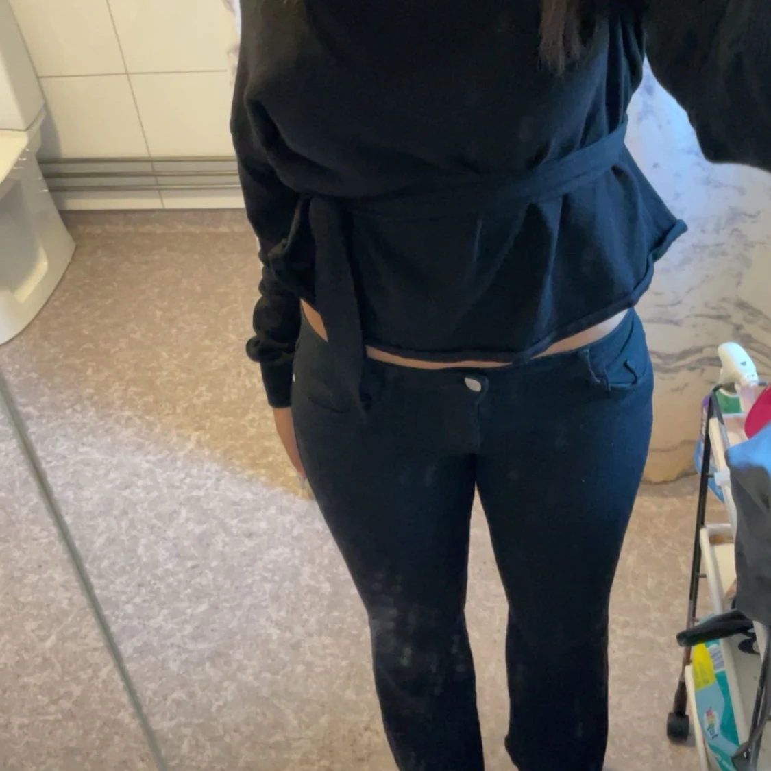 Svarta lågmidjade bootcut jeans