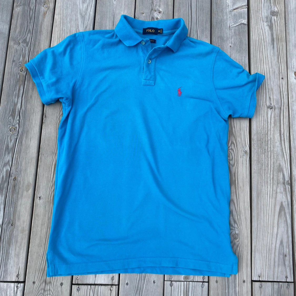 Blå Ralph Lauren polotröja  - 90
