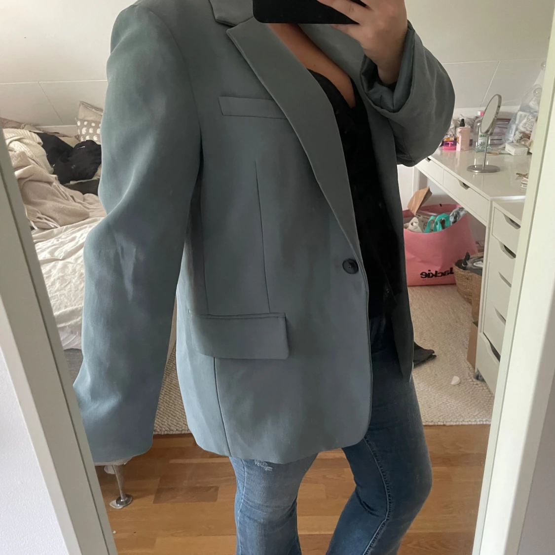 Grå/grön oversized kavaj  - 90