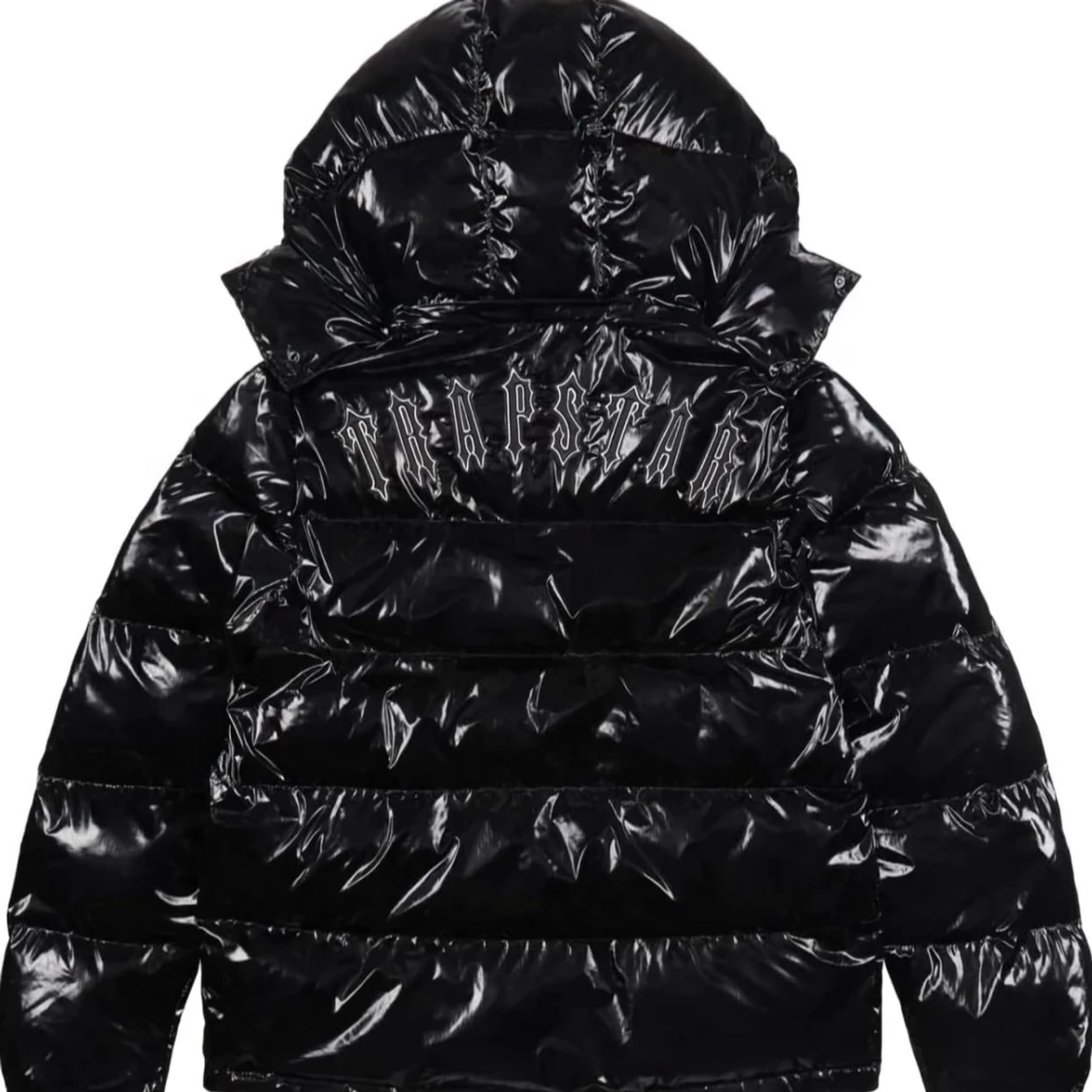 Svart glansig pufferjacka
