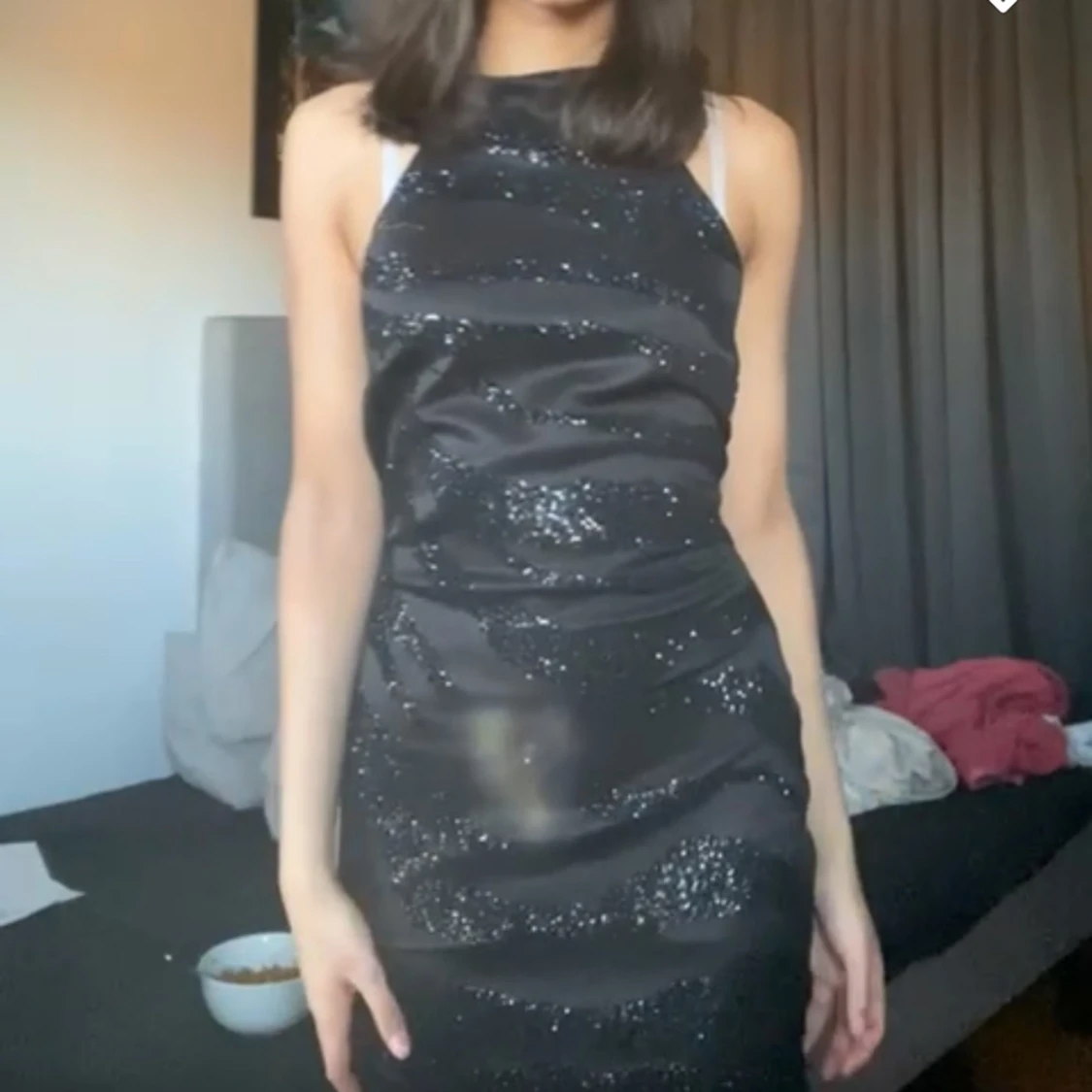 Glittrig zebra halterneck klänning - 90