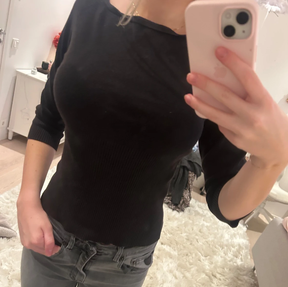 Svart ribbad topp - 1
