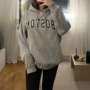 oversized hoodie - grå hoodie (texten är blå) från Brandy Melville i fint skick, one size men stor på mig med xs/s