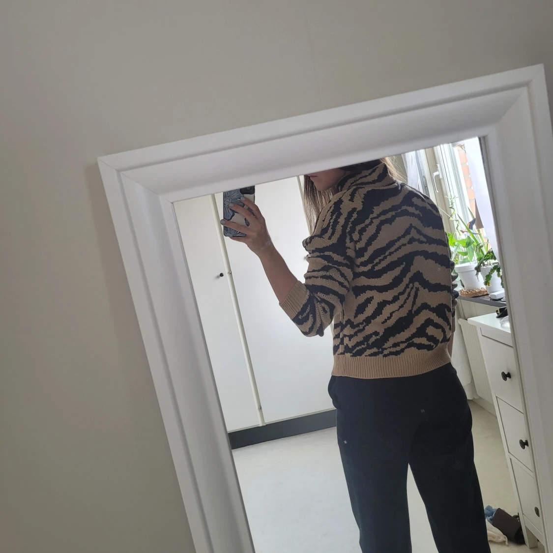Zebrarandig stickad tröja - 91