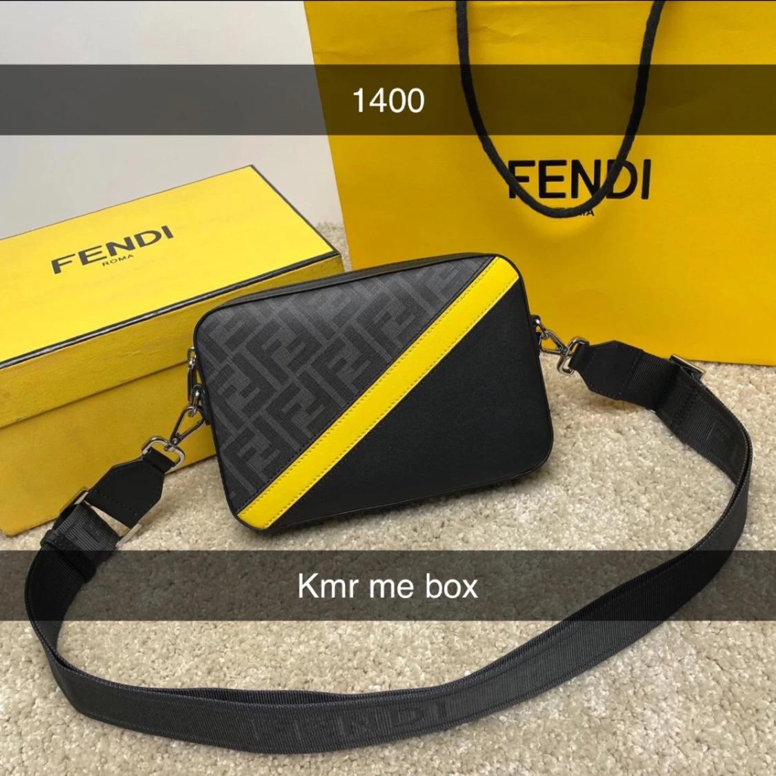 Svart och gul axelväska från Fendi