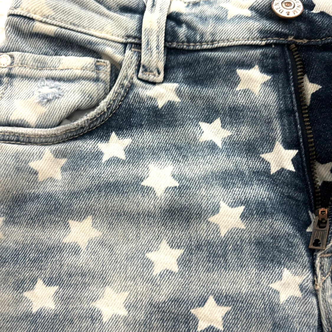 Blå jeansshorts med stjärnmönster - 3