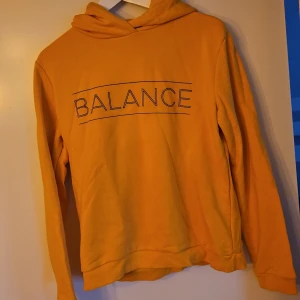 Orange hoodie med texten BALANCE - Säljer en orange hoodie med texten BALANCE tryckt på framsidan. Tröjan har en klassisk design med huva och långa ärmar. Perfekt för en avslappnad stil.