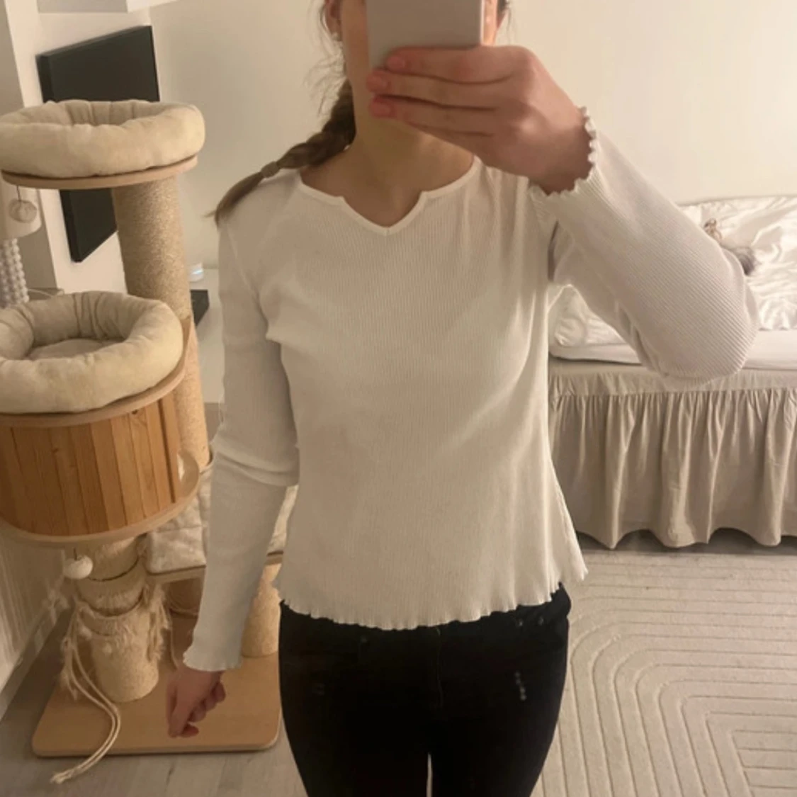 Vit ribbad tröja