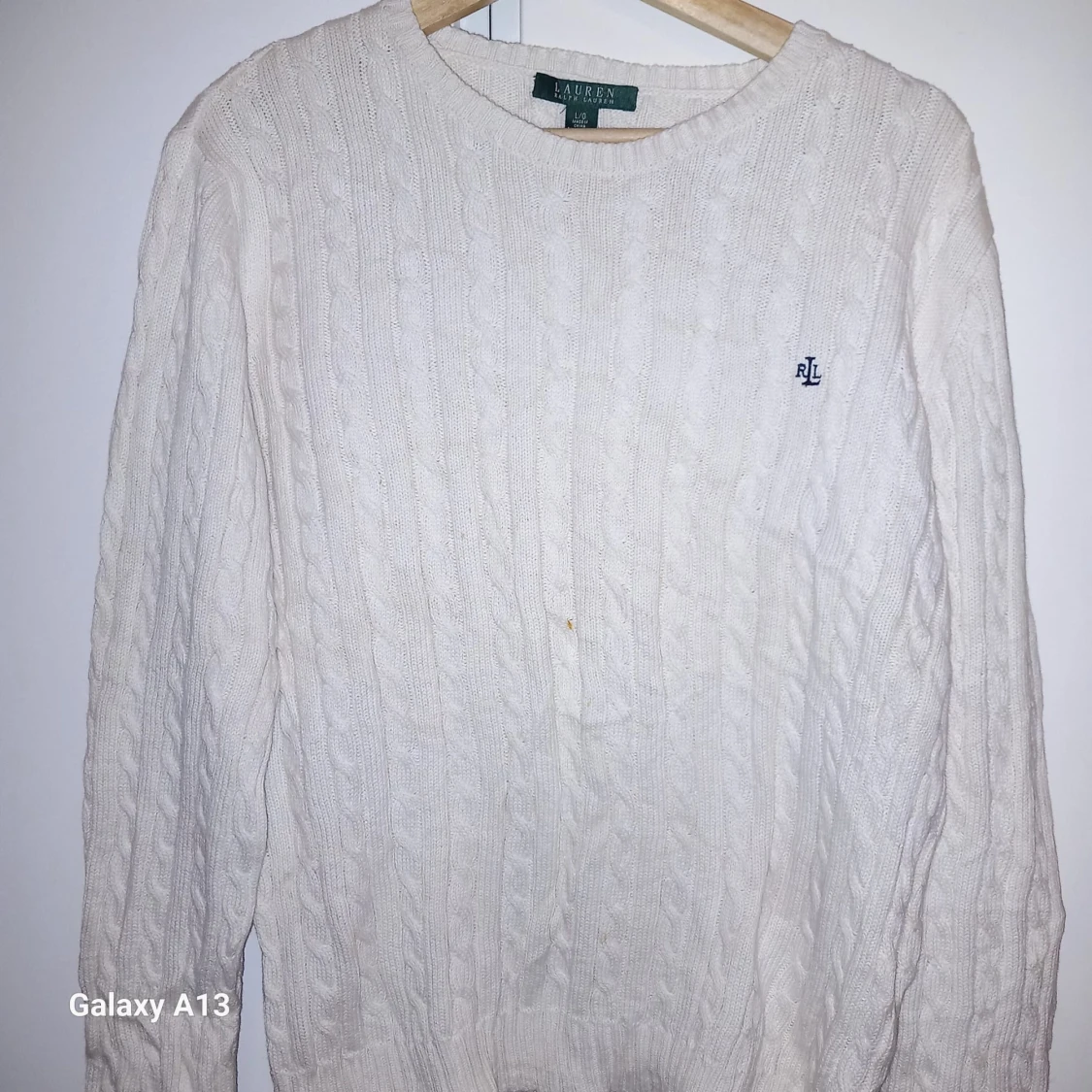 Vit kabelstickad tröja från Lauren Ralph Lauren