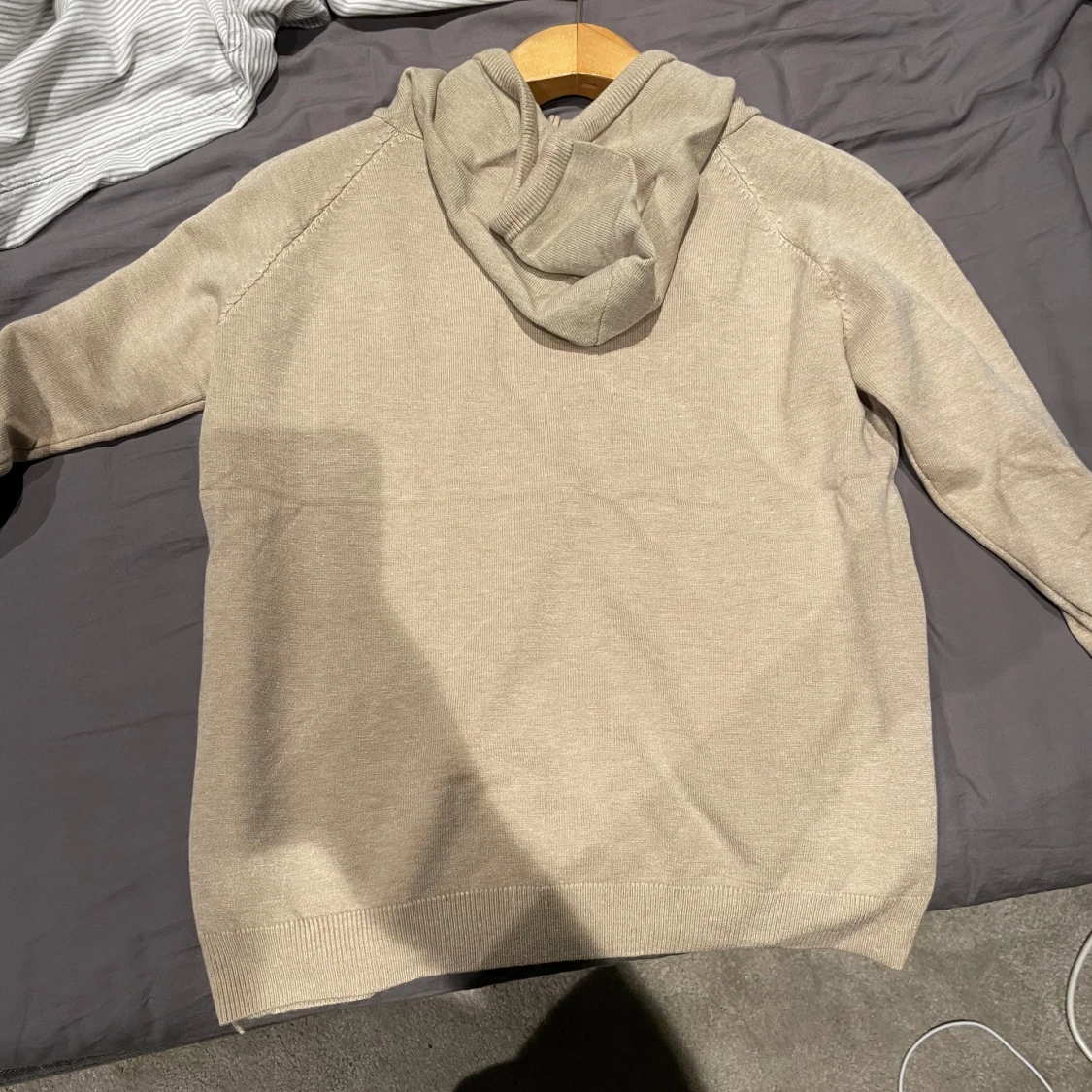 Beige merinoull hoodie - 1