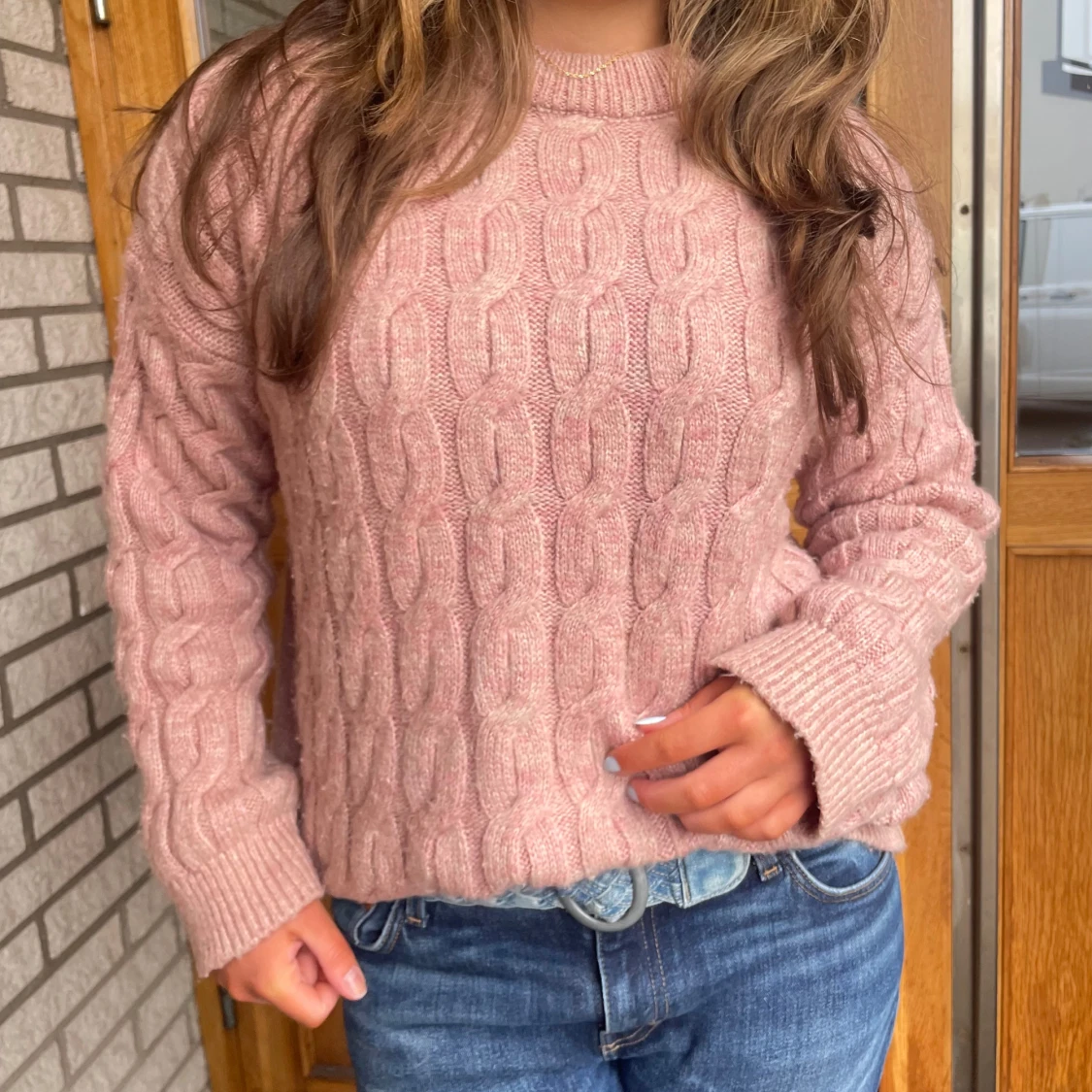 Rosa stickad tröja - 1